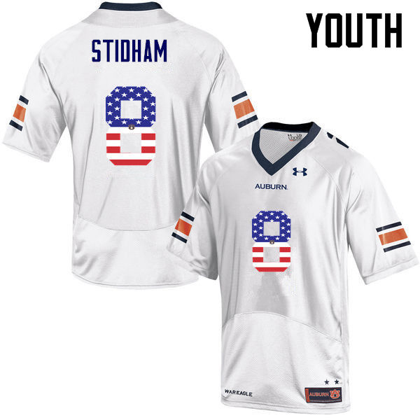 Youth Auburn Tigers #8 Jarrett Stidham USA Flag Fashion White College Stitched Football Jersey